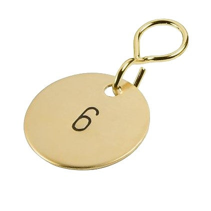 Round Brass Key Tags With Coloured Number Engraving