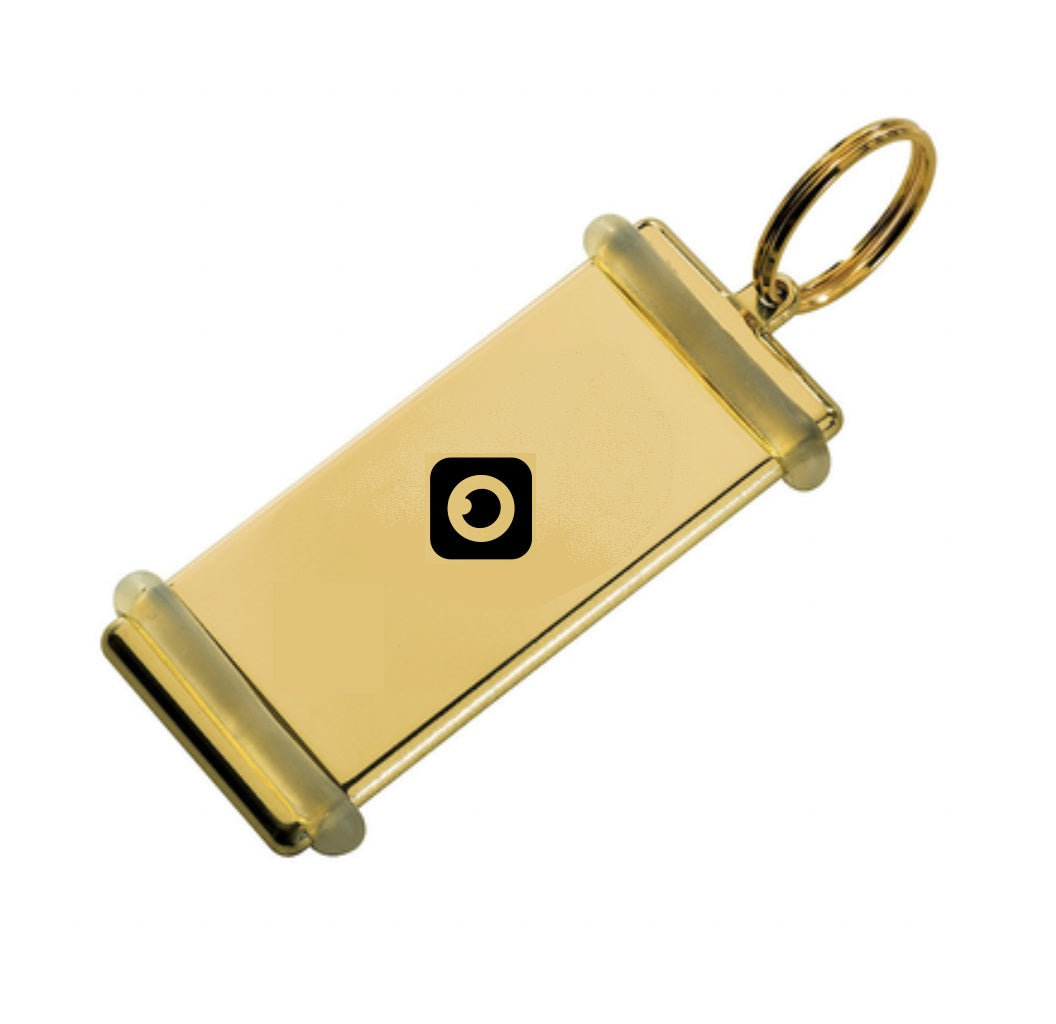 Rectangle Gold Brass Hotel Key Tags With Custom Engraving and Rubber Ring