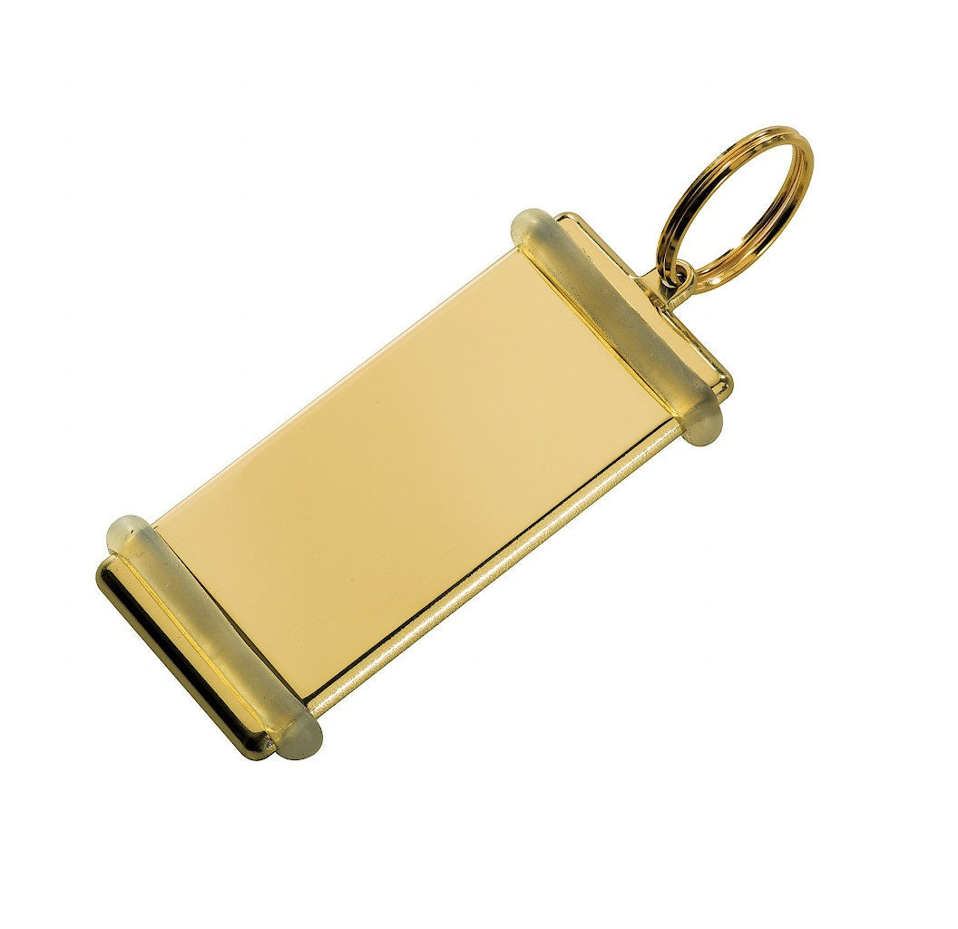 Rectangle Gold Brass Hotel Key Tags With Custom Engraving and Rubber Ring