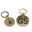 Round Brushed Gold Brass Hotel Key Tags With Custom Engraving and Flat Key Ring