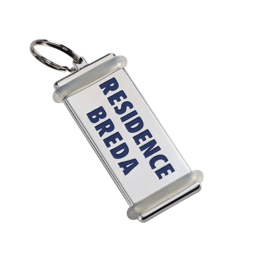 Shiny Silver Aluminium Hotel Key Tags With a Split Key Ring and Custom Engraving