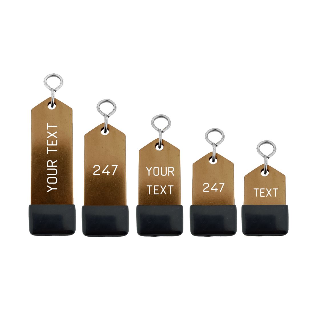 Bronze Aluminium Hotel Key Tag 'Amerique' With Black Rubber Cap And Custom Engraving