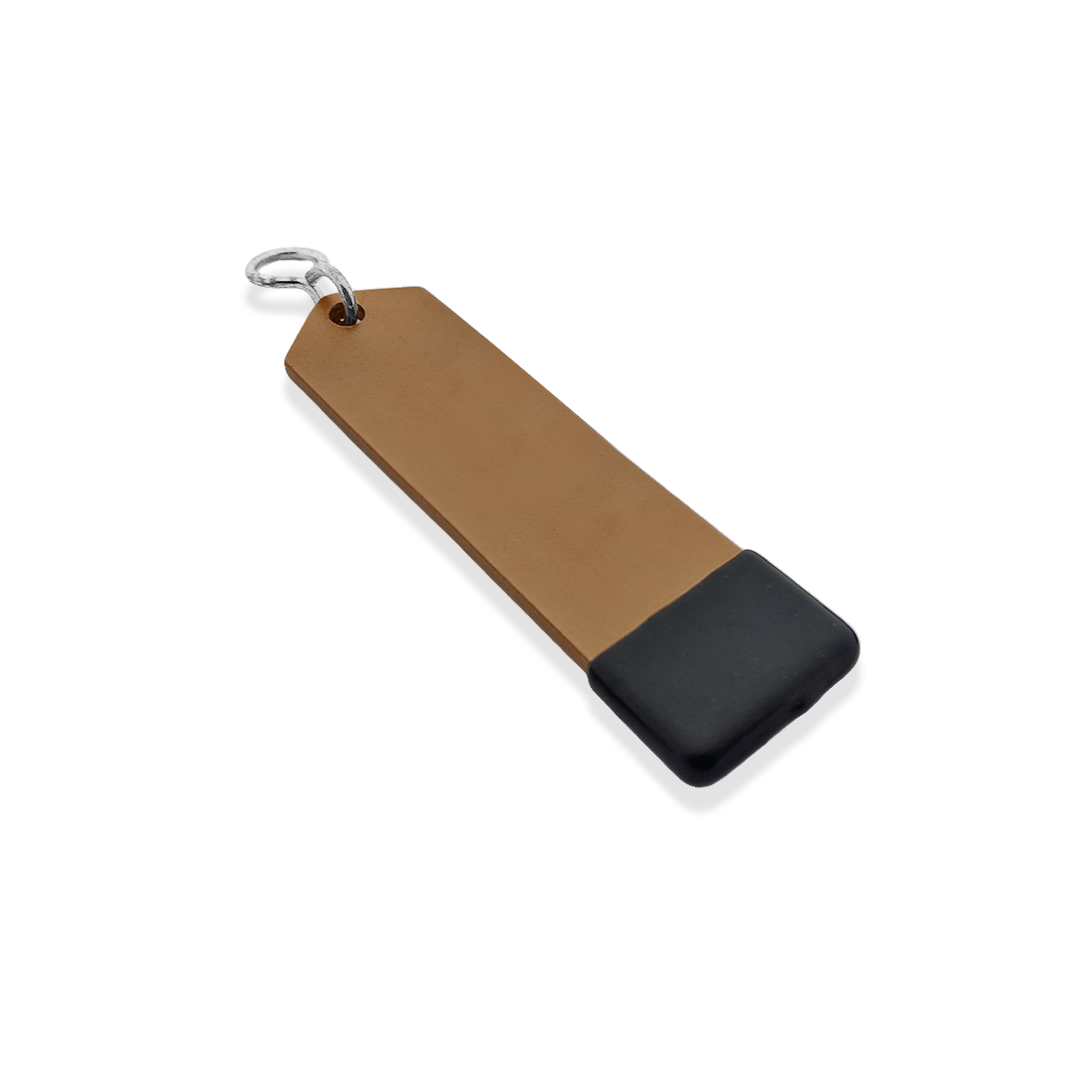 Bronze Aluminium Rectangle Hotel Key Tag With Rubber Cap 100mm Side View