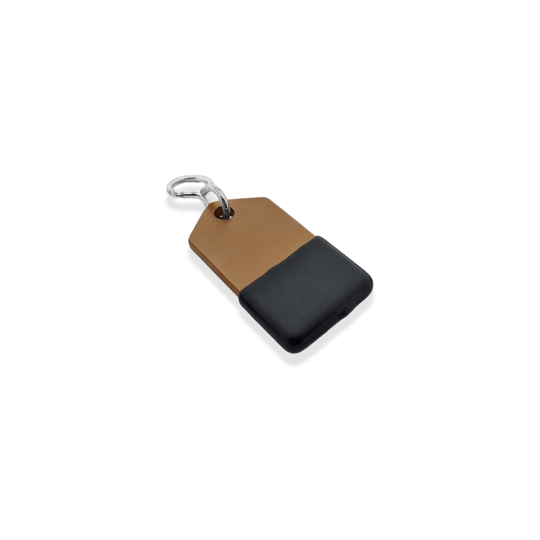 Bronze Aluminium Rectangle Hotel Key Tag With Rubber Cap 50mm Side View