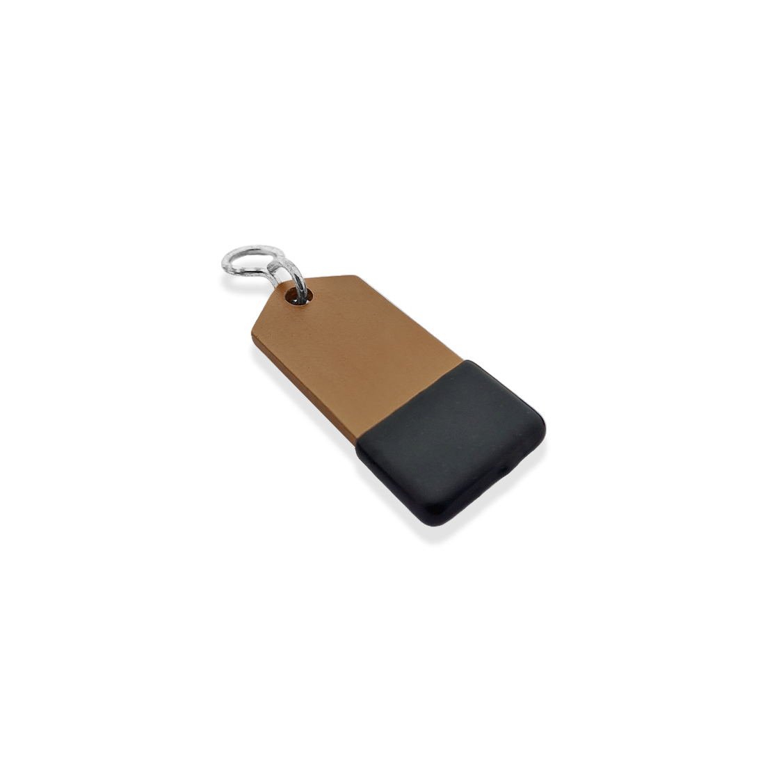 Bronze Aluminium Rectangle Hotel Key Tag With Rubber Cap 70mm Side View