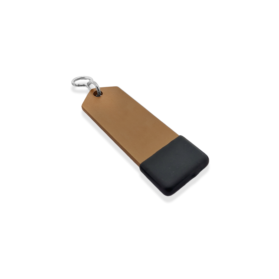 Bronze Aluminium Rectangle Hotel Key Tag With Rubber Cap 80mm Side View