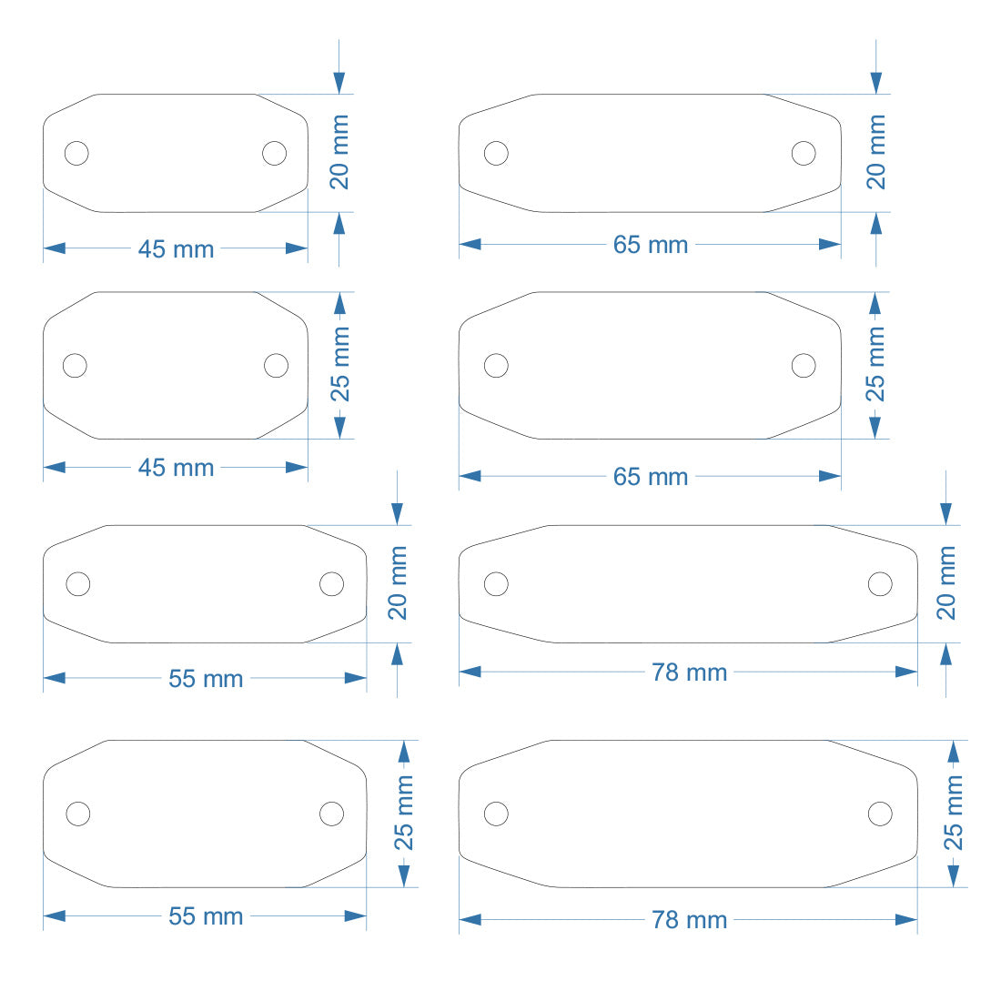 Dimensions Card Octagon Acrylic Number Tags With Two Drill Holes