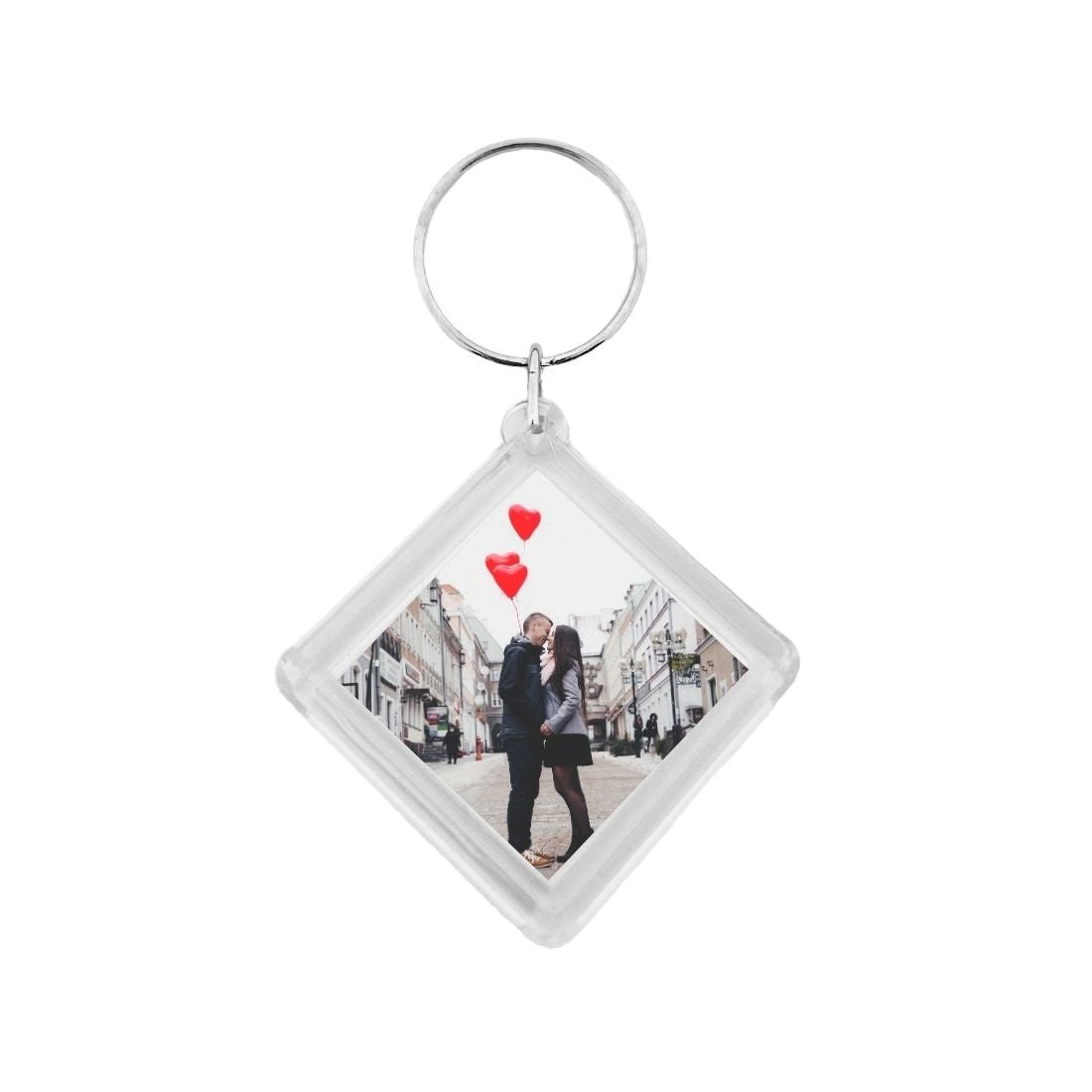 Custom Printed Acrylic Photo Frame Key Tag Diamond Shaped 48x48mm