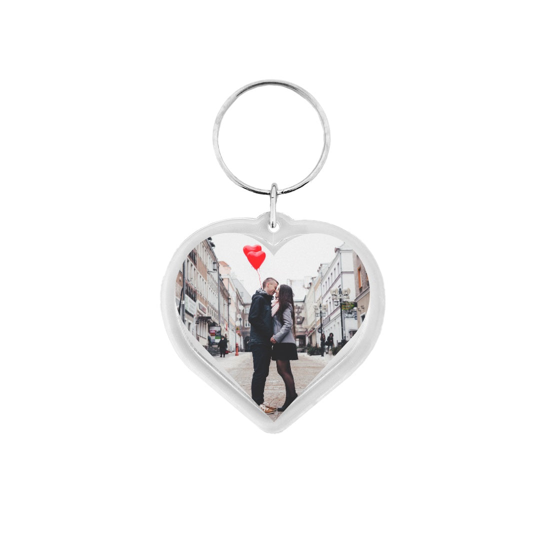 Custom Printed Acrylic Photo Frame Key Tags Heart-shaped 50x50mm