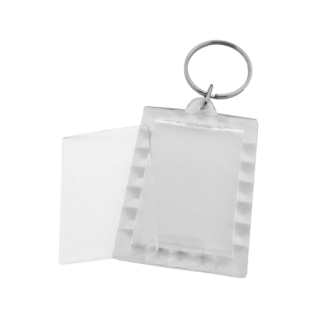 Clear Acrylic Photo Frame Key Tags Rectangle With Ridges Edges