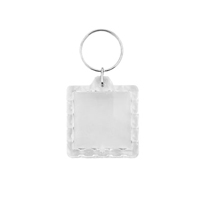 Clear Acrylic Photo Frame Key Tags Square Shape With Ribbed Frame Borders