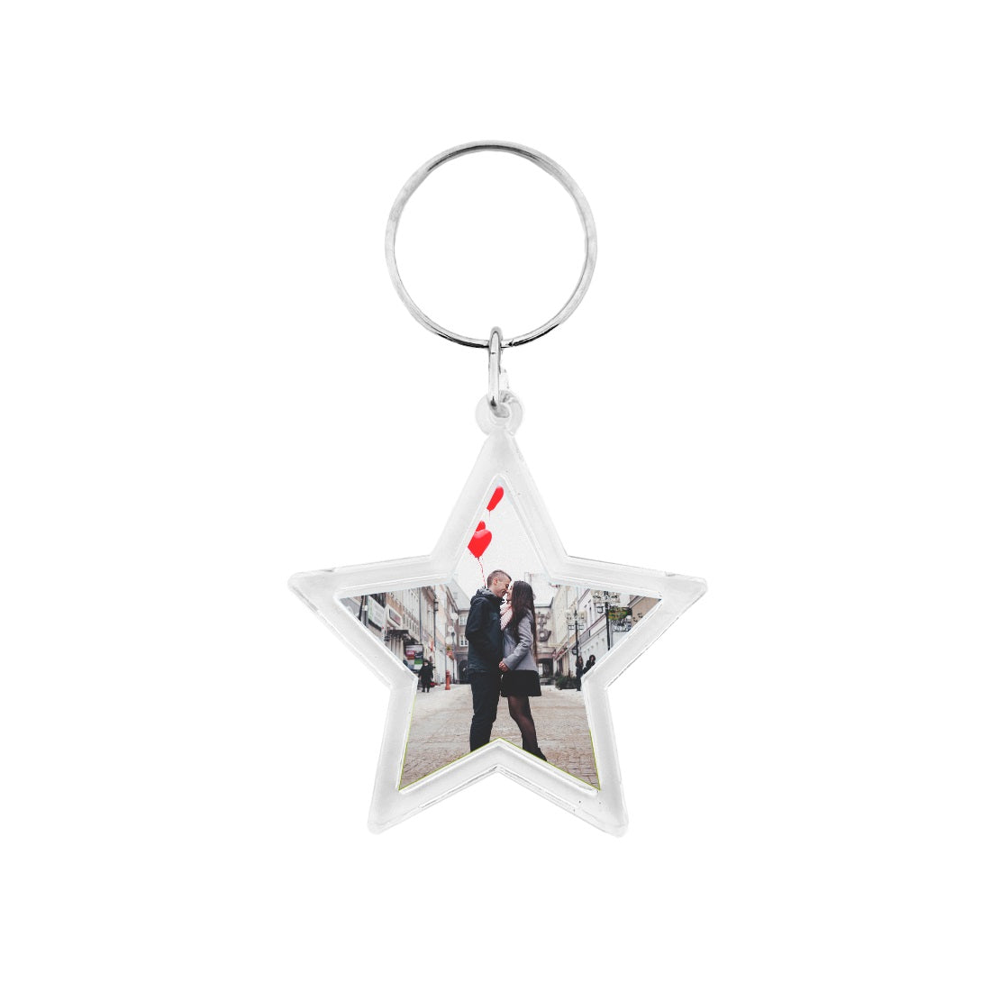 Personalised Acrylic Photo Frame Key Tag Star Shape 