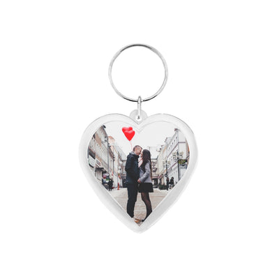 Personalised Acrylic Photo Frame Key Tag Heart Shaped 48x50mm