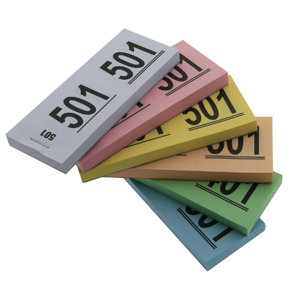 Double Numbers In Six Colours Paper Tickets Cloakroom 