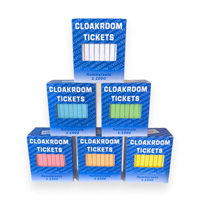 Cloakroom Check Tickets 1-1000 6-Pack Colour Assorted 6 Boxes