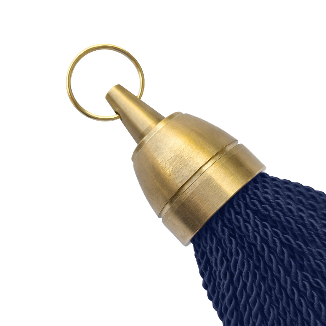 Close Up Gold Brushed Brass Hotel Key Tags With Dark Blue Tassel Blank No Engraving
