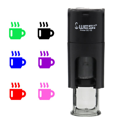 Self Inking Coffee Cup Stamp With Different Colours