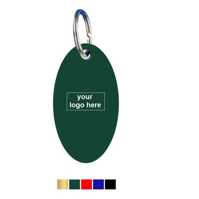 Oval Matt Coloured Aluminium Key Tags With Logo Engraving Vertical