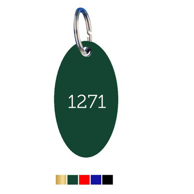 Oval Matt Coloured Aluminium Key Tags With Number Engraving Vertical