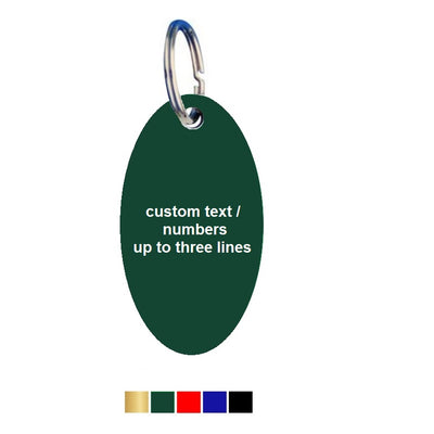 Oval Matt Coloured Aluminium Key Tags With Up To Three Lines Text/Number Engraving Vertical