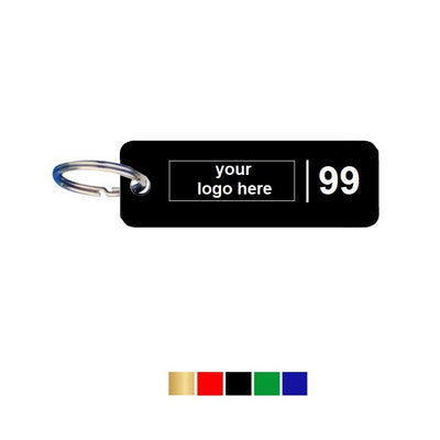 Rectangle Coloured Aluminium Key Tags With Logo and Number Engraving Horizontal