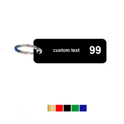 Rectangle Coloured Aluminium Key Tags With Text and Number Engraving Horizontal