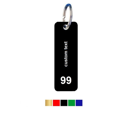 Rectangle Coloured Aluminium Key Tags With Text and Number Engraving Vertical