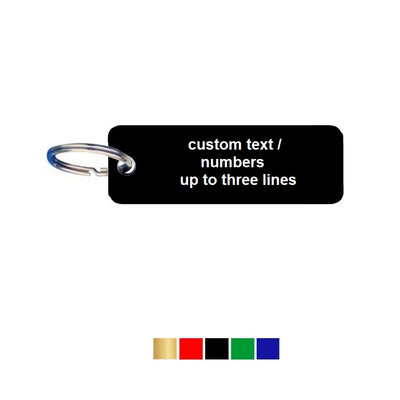 Rectangle Coloured Aluminium Key Tags With Up To Three Lines Text/Number Engraving Horizontal