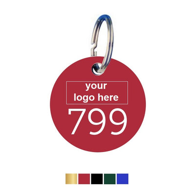 Round Coloured Aluminium Key Tags With Logo and Number Engraving