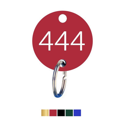 Round Coloured Aluminium Key Tags With Number Engraving and Hanging Hole