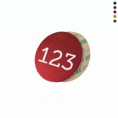 Coloured Aluminium Number Tags With Adhesive Tape Backing