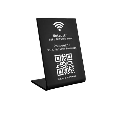 Black Wifi Network and Password Sign