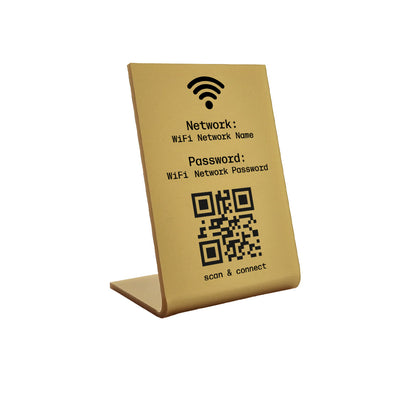 Wifi Network Password Pedestal Sign Gold