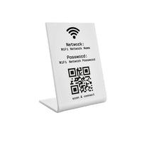 ホワイト Wi-Fi QR コード テーブル サイン 70x100mm - プレキシガラス