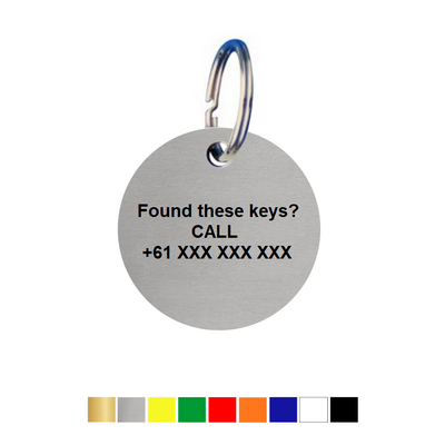 Round Acrylic Key Tags with Name/Text and Phone Number