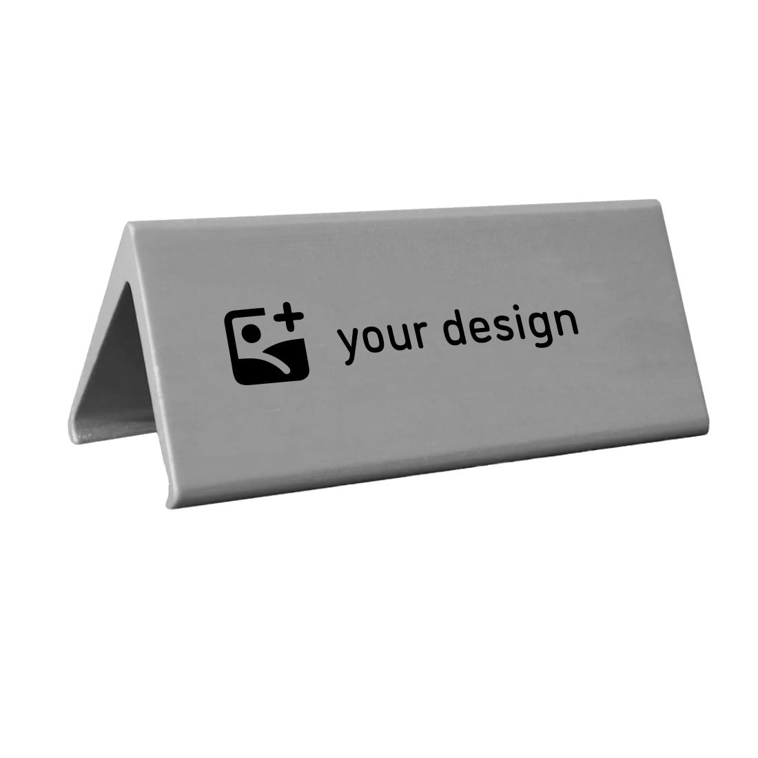 Silver Aluminium Table Sign With Personised Design 120x55mm