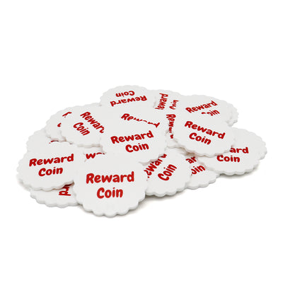 White Custom Printed Wavy Edge Round Plastic Tokens 40mm - MOQ 100