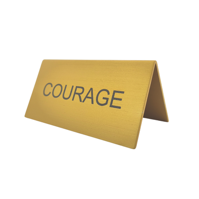 Gold Metal Table Or Desk Sign With Custom Engraving 100x50mm