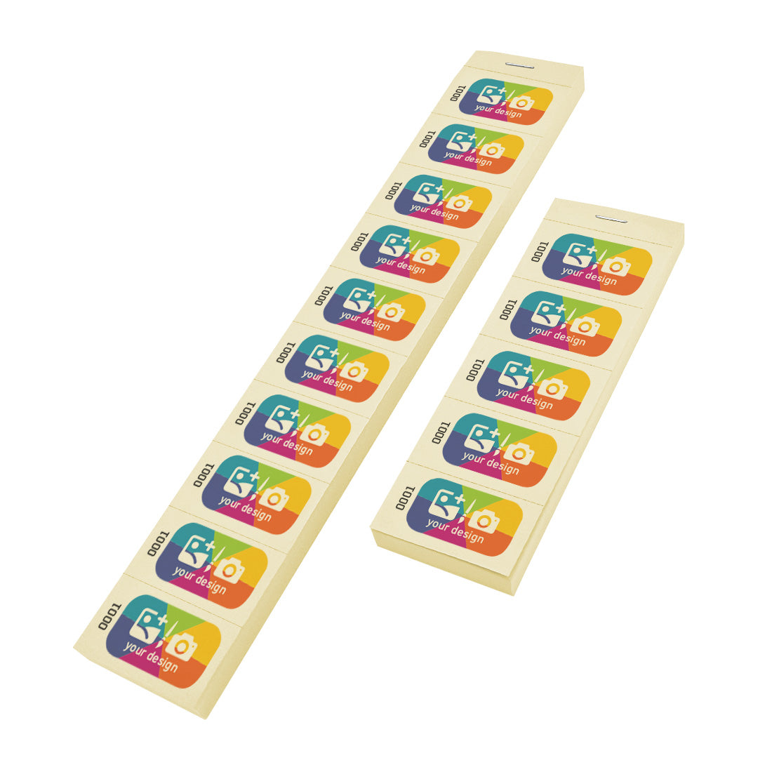 Custom Printed Ticket Stips On Pastel Yellow Paper 5 and 10 Ticket Strips With Sequential Numbering