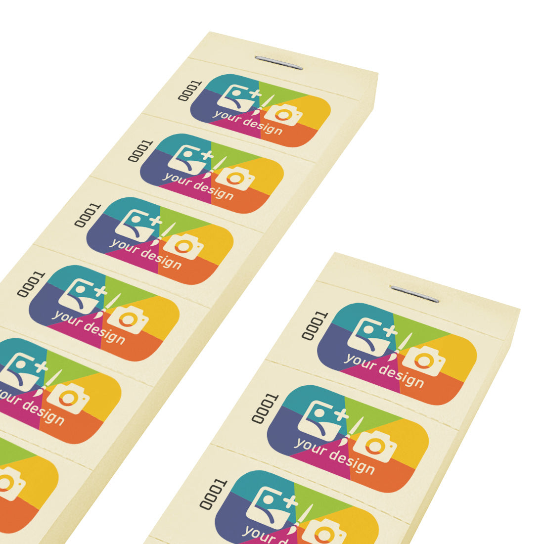 Custom Printed Ticket Strips On Pastel Yellow With A Full-Colour Design and Sequential Numbering
