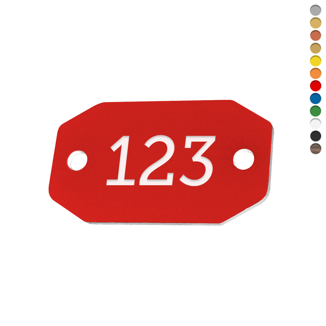 Octagon Acrylic Number Tags With Two Drill Holes