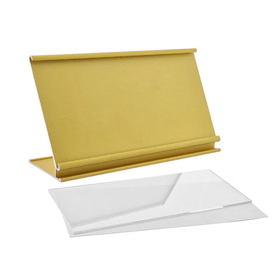 Desk Name Plate With A Paper Insert 170x100mm - Gold Aluminium