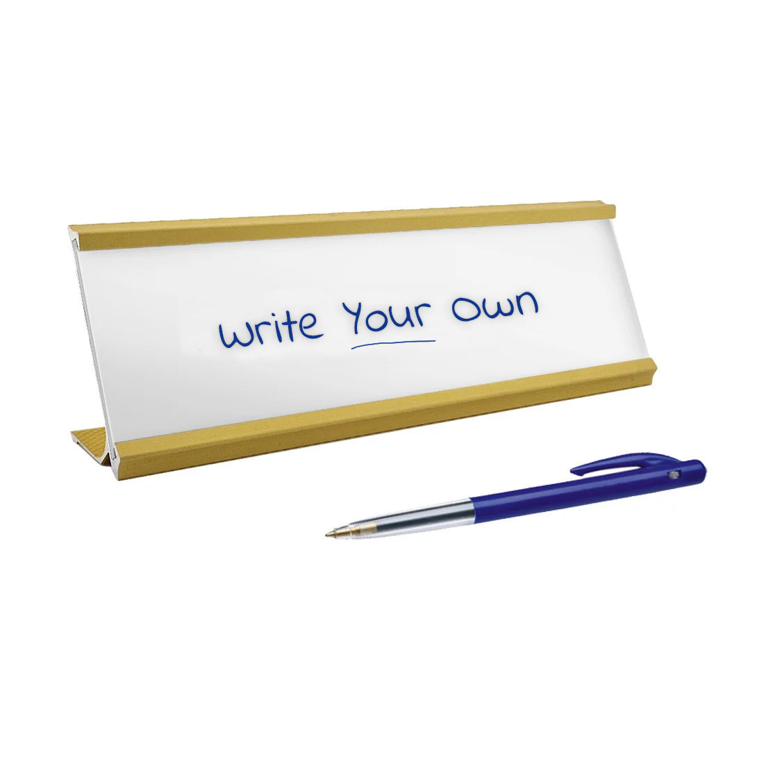 Gold Desk Name Sign with Paper Inserts | Premium Aluminium Desk Sign ...