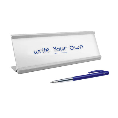 Desk Name Plate With A Paper Insert 178x60mm - Silver Aluminium