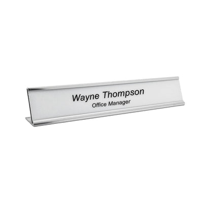 Personalised Desk Name Plate 178x30mm - Silver Aluminium