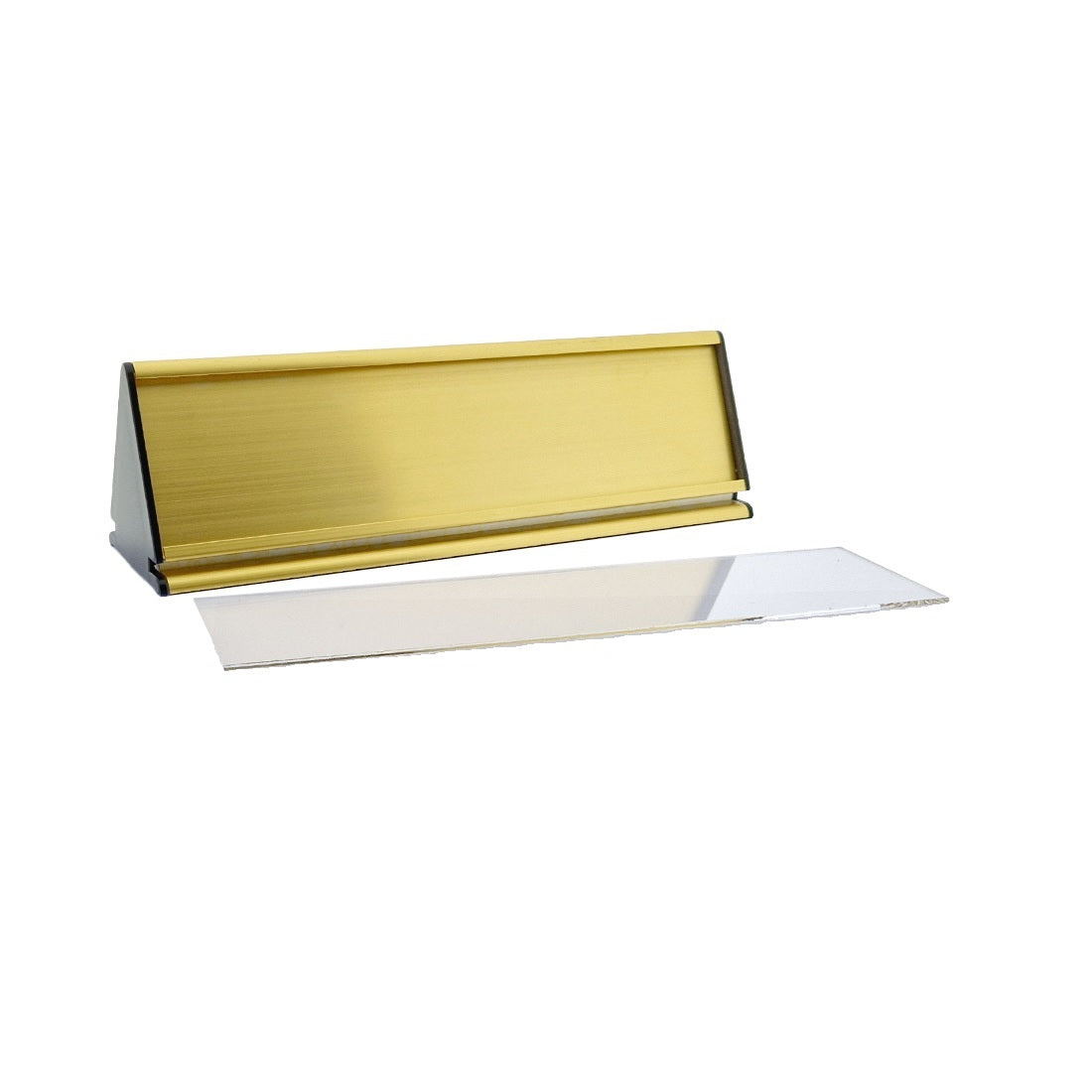 Personalised A-Frame Desk Name Plate 245x77mm - Gold Aluminium