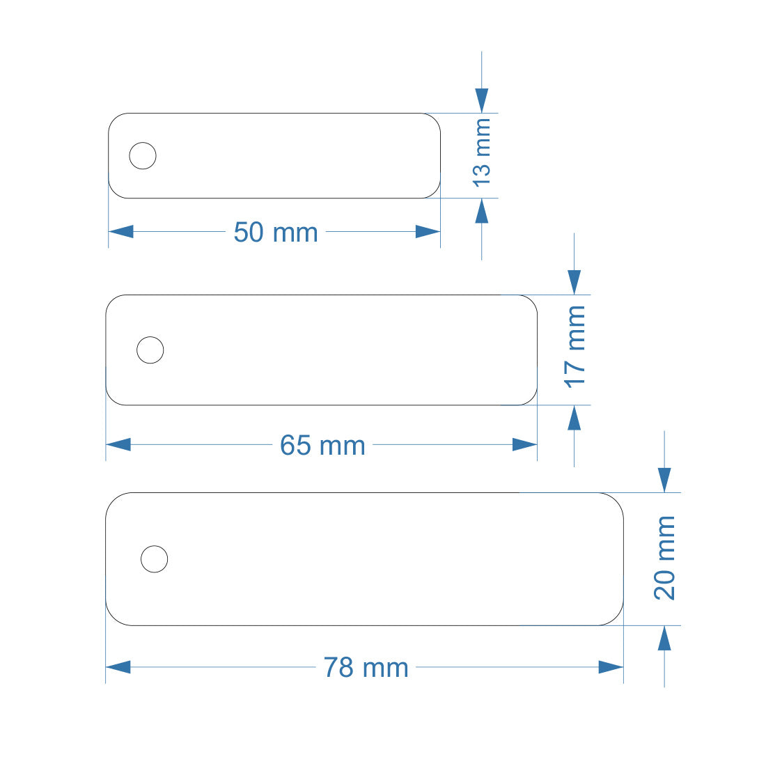 Dimensions Card Slim Rectangle Acrylic Number Tags With One Drill Hole