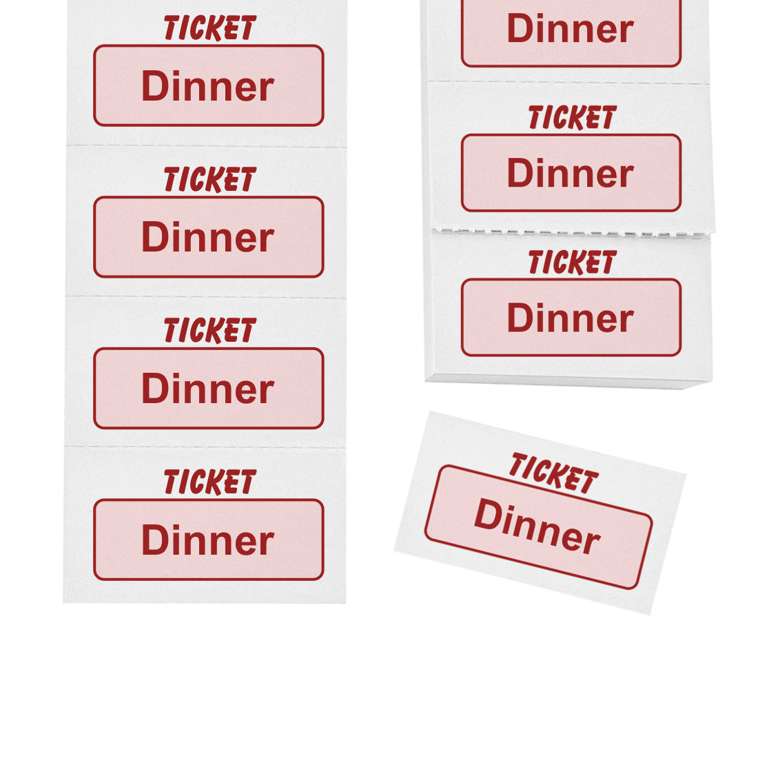 Dinner Redemption Ticket Strip Paper Food Voucher Strips Perforated Tickets