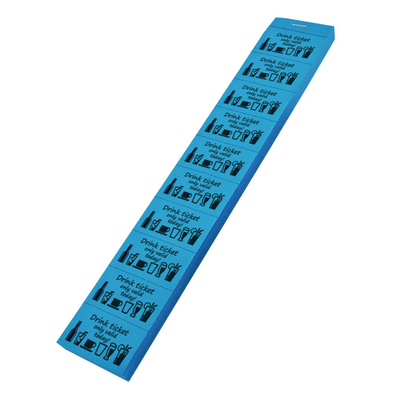 Drink Redemption Ticket On Paper Perforated Strips Image Show 10 Tickets Per Strip Blue Tickets