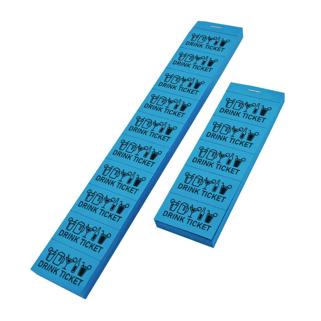 Drink Tickets On Strips With Icons Of Different Types of Drinks 10 or 5 Tickets Per Strip Blue